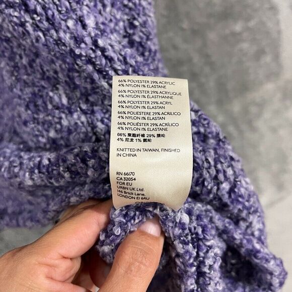 Free People BFF Pullover Sweater Purple Grape Plush Cowl Neck Boxy Oversized Sm - Picture 10 of 13